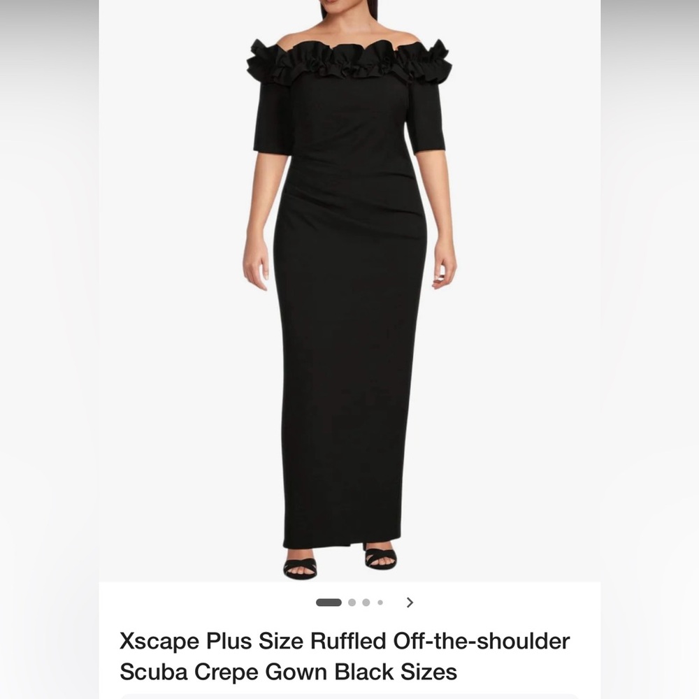 Xscape One Shoulder Black Dress with Ruffle Detail NWT🌸sold for $239 elsewhere!